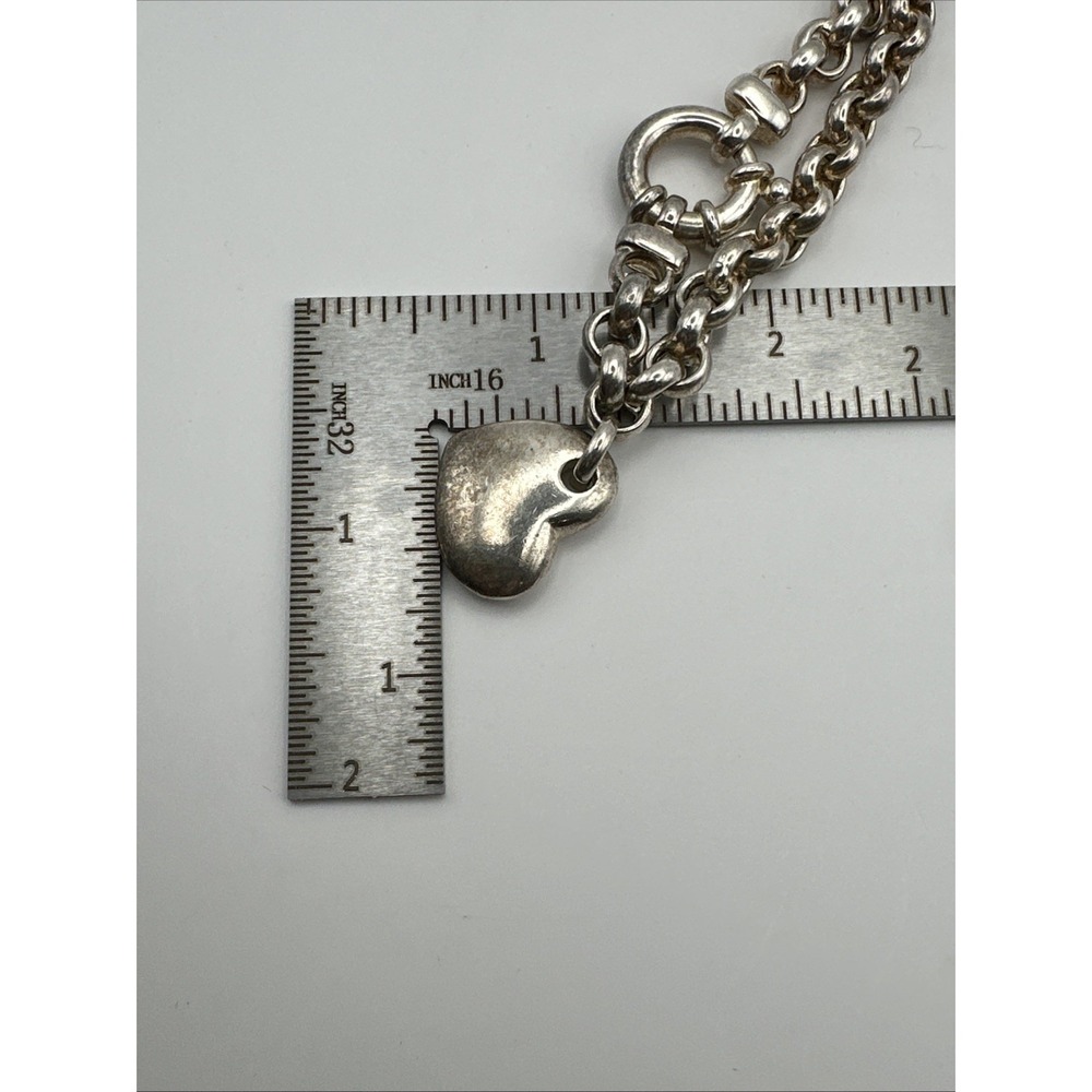 Chunky Milor Italy S925 Rolo Chain Heart Charm Bracelet Love Cherish - Picture 8 of 9